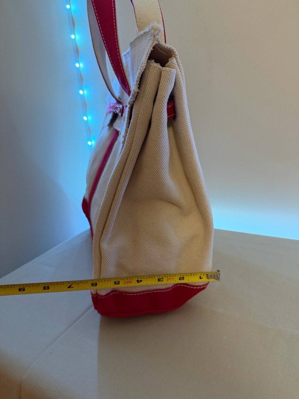 Canvas Tote with Pink-Red Trim - Picture 7 of 7